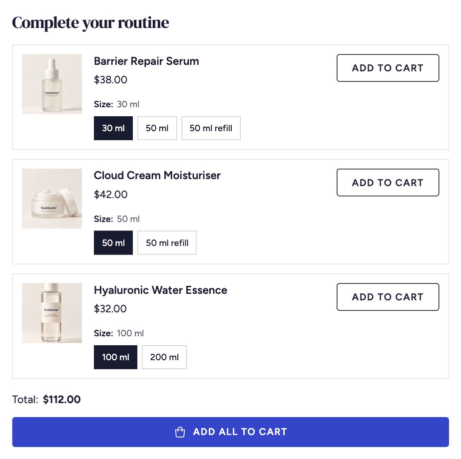 The Complete the look block on a Handsome product page