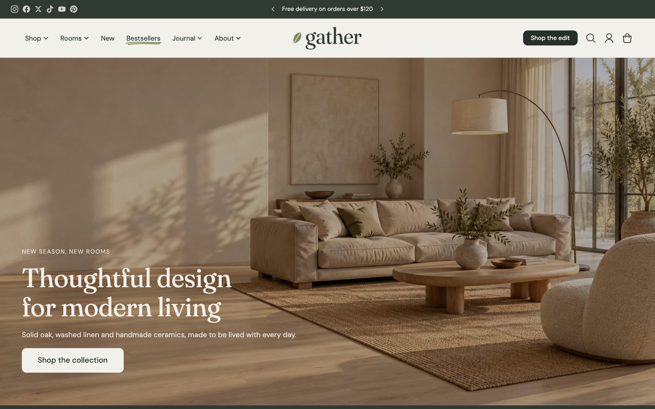 The Gather preset home page