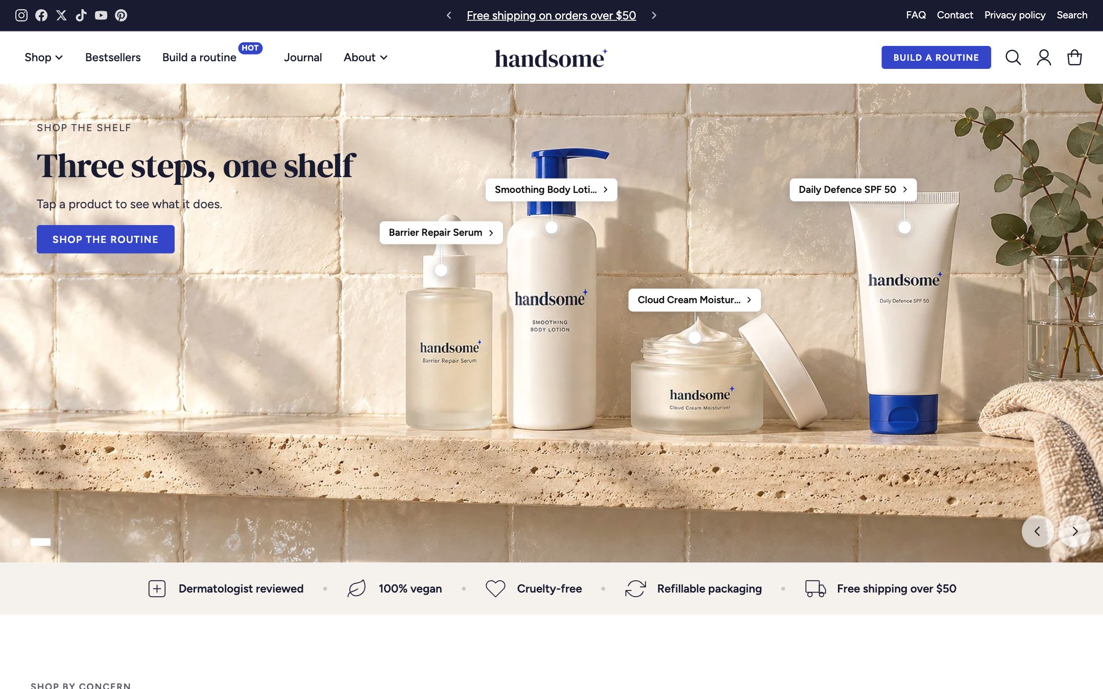 The Handsome preset home page