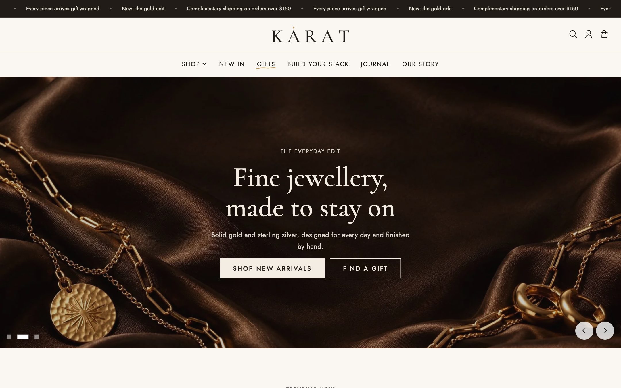 The Karat preset home page