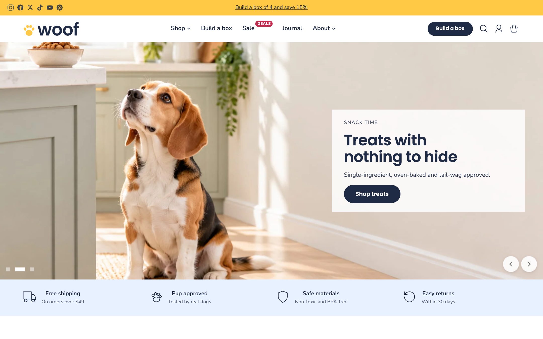 The Woof preset home page